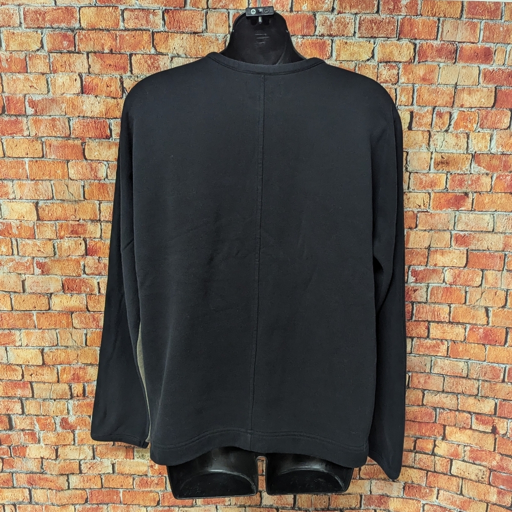 Oak + Fort Black & Olive Green Colorblock Doleman Sleeve Sweat Shirt Size XS - Picture 2 of 9